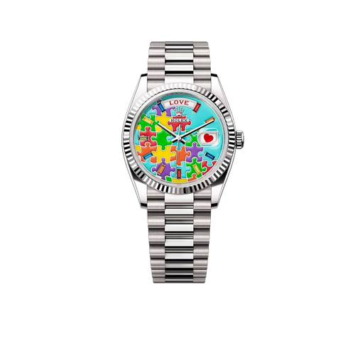 Day-Date 36 128239 'Emoji Puzzle' White Gold