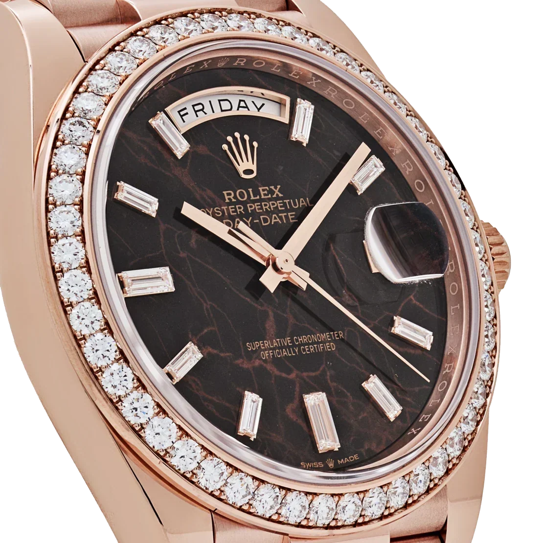 Day-Date 40 228345RBR Rose Gold Eisenkiesel Diamond Dial Diamond Bezel