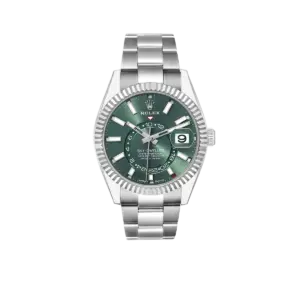 Rolex Sky-Dweller 42mm Steel White Gold Green Dial Mens Watch 336934