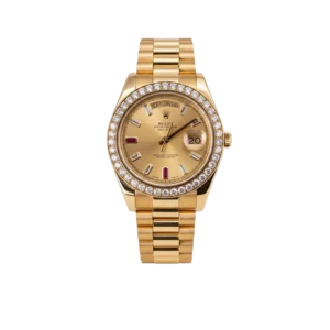 Rolex President Day-date II 41mm 218348 18k Yellow Gold Baguette Diamond & Ruby Dial