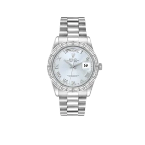 Rolex President Day-Date 36mm Platinum Ice Blue Dial Diamond Mens Watch 118366