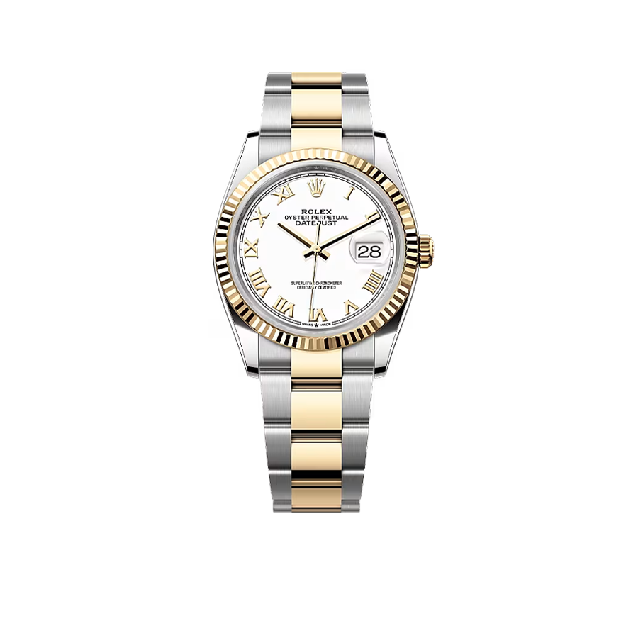 Rolex Datejust 36 mm White Dial, Yellow Rolesor 126233-0030