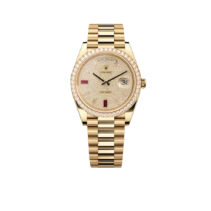 Rolex Day-Date 40mm Yellow Gold Diamond Ruby Pave Dial Diamond Bezel 228348RBR