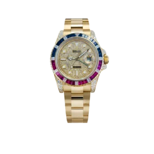 Rolex GMT-Master II 40mm Yellow Gold Pepsi Bezel Diamond Set Watch 116718LN