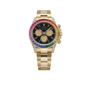 Rolex Daytona 126598RBOW 40mm Rainbow Yellow Gold Black Dial Sapphire Bezel