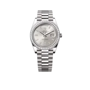 Rolex Day-Date 40mm Silver Dial 18 kt White Gold Diamonds 228349RBR-0001